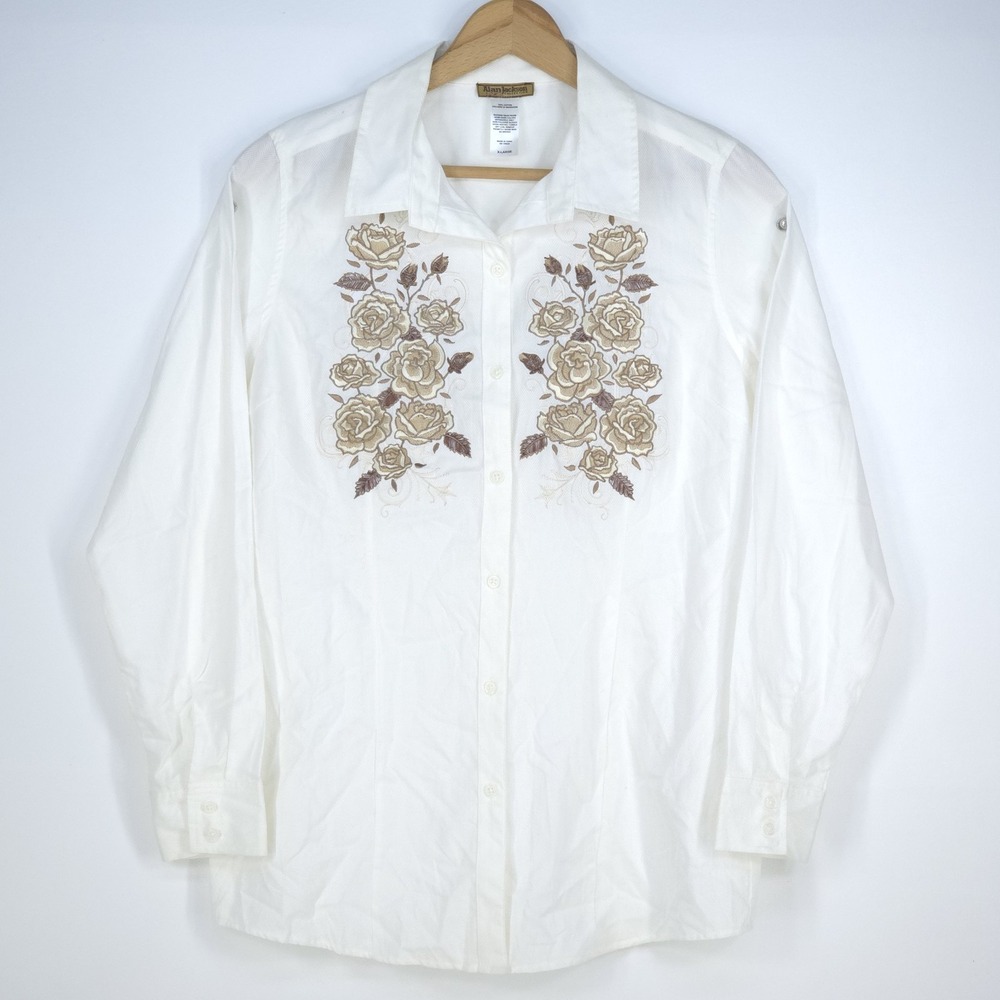 Alan Jackson Collection Embroidered Western Button Up Shirt Women's XL Floral